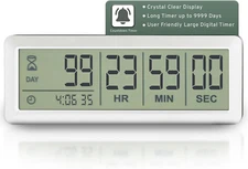 White Large LCD Digital Countdown Clock, up to 999 Days - Easy to Set & Read Reu