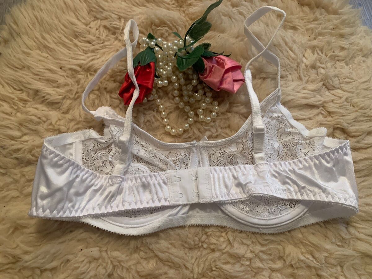 Empire Intimates Sheer White Lace Bra Open Cups Bow Sz 40 C/D NEW