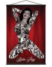 Bettie Page S&M Collage Poster - Licensed - 24" x 36"  with Black Poster Hanger