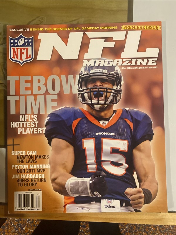 December 2011 NFL Magazine, premiere issue Tim Tebow On Cover, No Label, Broncos