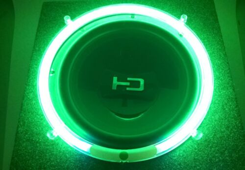 8 Inch Green Neon Speaker Rings - w Music Beat Control Glow Car Lighting Kit - Picture 2 of 8