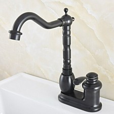 Black Brass 2 Hole Swivel Spout Kitchen Sink Faucet Bathroom Basin Taps 2nf833
