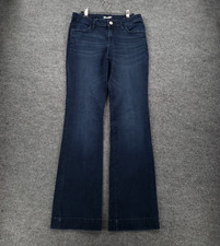 Wrangler Jeans Womens 10 Blue Mid Rise Flared Leg Dark Wash Denim Zip Fly Retro