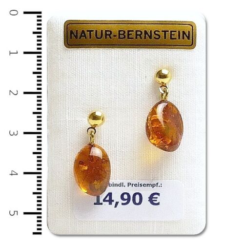 Bernstein Ohrringe Ohrstecker Ohrhänger Tropfen vergoldet nickelfrei 90203g - Bild 1 von 2