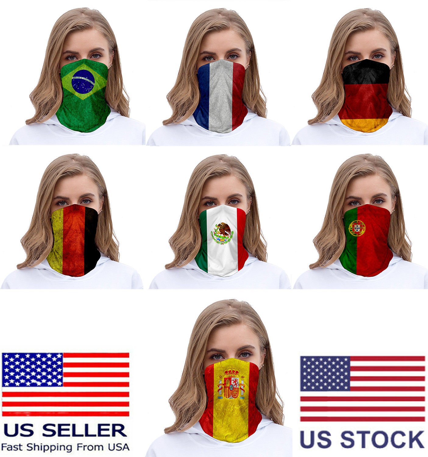 Bandera de País Cuello Polaina Bandana Bufanda Pesca Sol Cabeza Ropa Facial Máscara