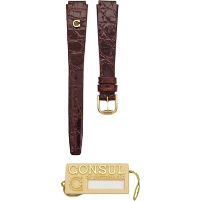 CONSUL SWISS -  12 x 10 MM - VINTAGE  GENUINE LEATHER WATCH STRAP BRACELET BAND