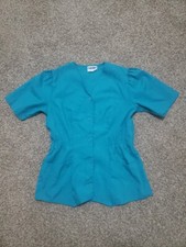 Women's Landau Size Small Blue Scrub Top