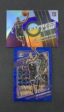 2021-22 Optic De'Aaron Fox Blue Velocity #85 & Express Lane Purple Prizm #10