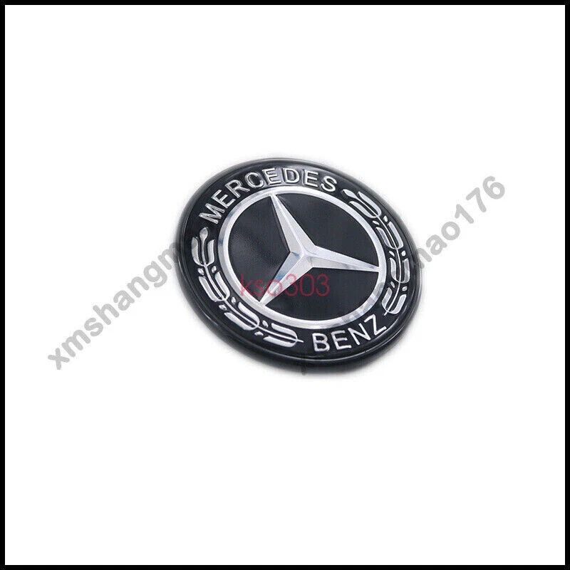 Emblema insignia corona laurel plano negro capó Mercedes Benz (pasta) Foto 3 de 4
