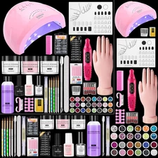 Nail Kit for Beginners with Everything: Practice Nail Hand Acrylic Set U V Lamp