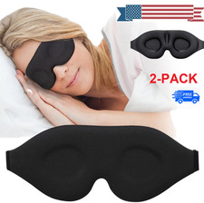 2PCS Travel Sleep Soft Silk Eye Mask, Padded Shade Cover Blindfold for Men Women