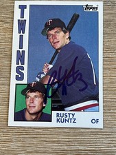 RUSTY KUNTZ AUTOGRAPHED 1984 TOPPS BASEBALL CARD #598 TWINS/TIGERS