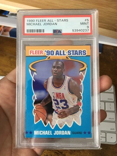 1990 Fleer All Stars MICHAEL JORDAN Bulls Basketball Card #5 Graded PSA 9 MINT
