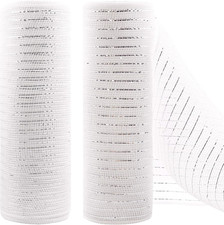 10 Inch X 30 Feet Poly Decorating Mesh Ribbon with Metallic Foil Each Roll for W