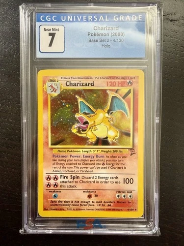 2000 Pokémon Charizard #4 Base Set 2 Holo CGC 7
