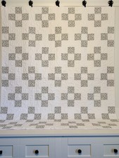 Handmade Baby Quilt   White  Blue Floral Quilt   Heirloom Cotton Baby Blanket