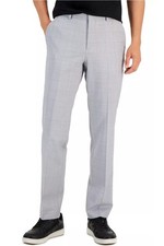 Hugo Boss Mens Simmons212 Regular Fit Check Wool Pants 34 Light Grey - NWT 198