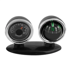 2 in 1 Car Dashboard Thermometer Navigation Compass Ball for Boat Marine Truck