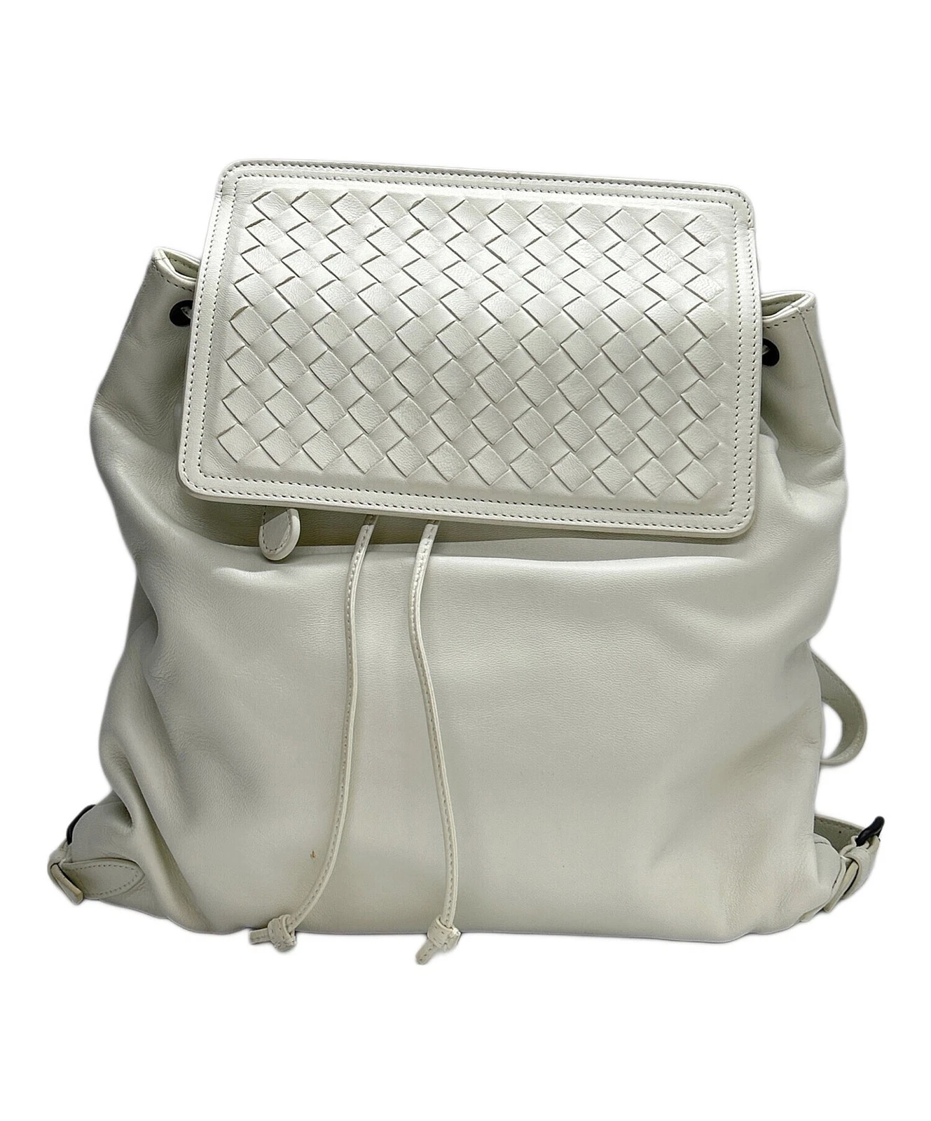 Bottega Veneta — BOTTEGA VENETA Intrecciato Leather White Backpack #TFB5013