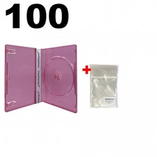 100 STANDARD Clear Red Color Single DVD Cases & 100 OPP Bags