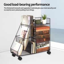 Sleek Compact Iron Storage Cart -Rolling Under-Desk Bookshelf with Easy Assembly