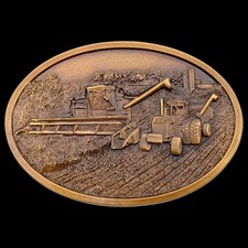 Harvester Tractor Farming Scene Vintage Belt Buckle