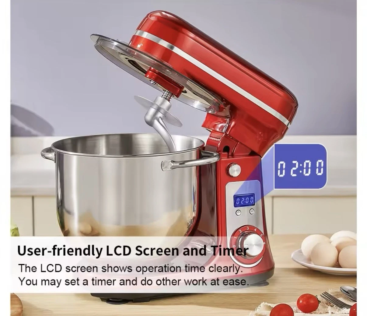 Food Stand Mixer, Blender, Quiet Motor, Cream Whisk, Whip Dough Kneader, 6-Speed