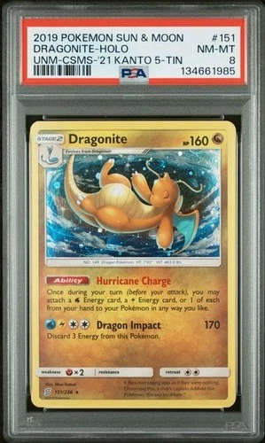 -2019 POKEMON SUN & MOON UNIFIED MINDS #151 DRAGONITE-HOLO PSA 8