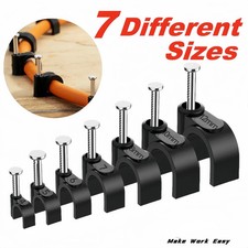 100PCS Cable Clips Nail In Black Round Wire Clamps Wall Cable Tacks