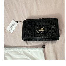 Love Moschino Black Woven Heart Logo Purse