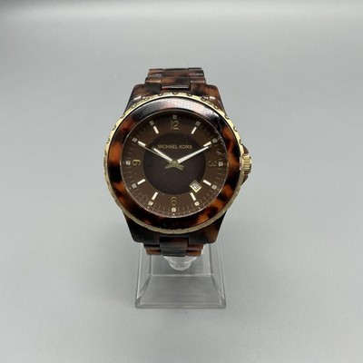 Michael Kors Womens Watch 42mm Faux Tortoise Resin Date MK5298 New