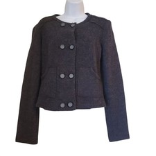 Cabi S Wool Gray 184 Double Breasted Cropped Jacket Military Academia MY FAIR