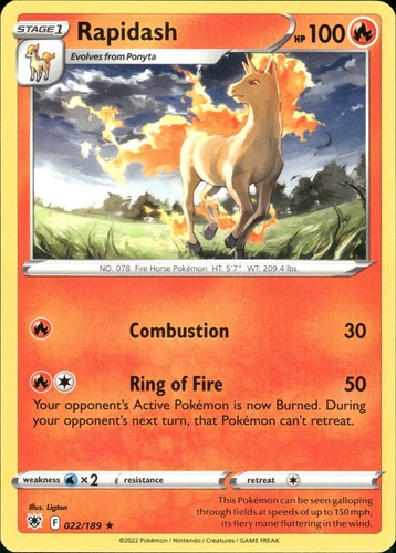 Rapidash Astral Radiance 022/189 Rare Pokémon — English Near Mint