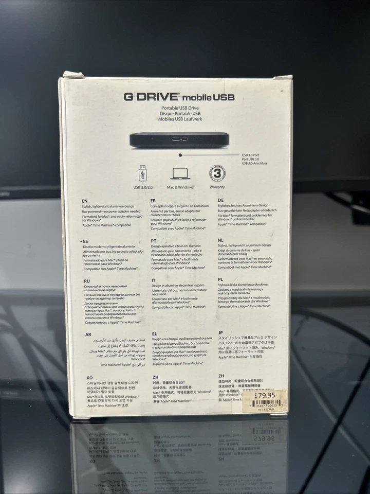 G-Technology G-DRIVE Mobile USB 3 1TB Black External Hard Drive - 0G04451 - Image 2 of 4