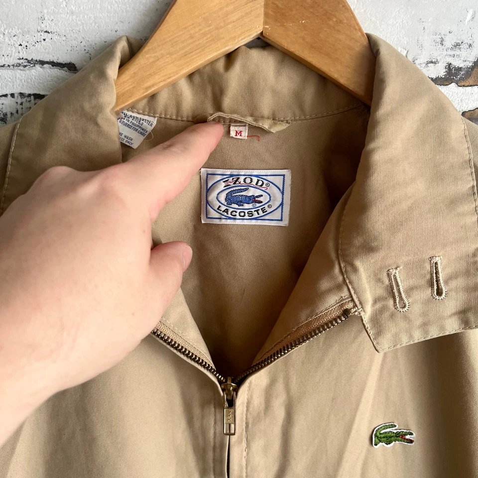 Vintage Izod Lacoste Tan Casual Zip Up Jacket Size Medium 20x27 - Image 4 of 4