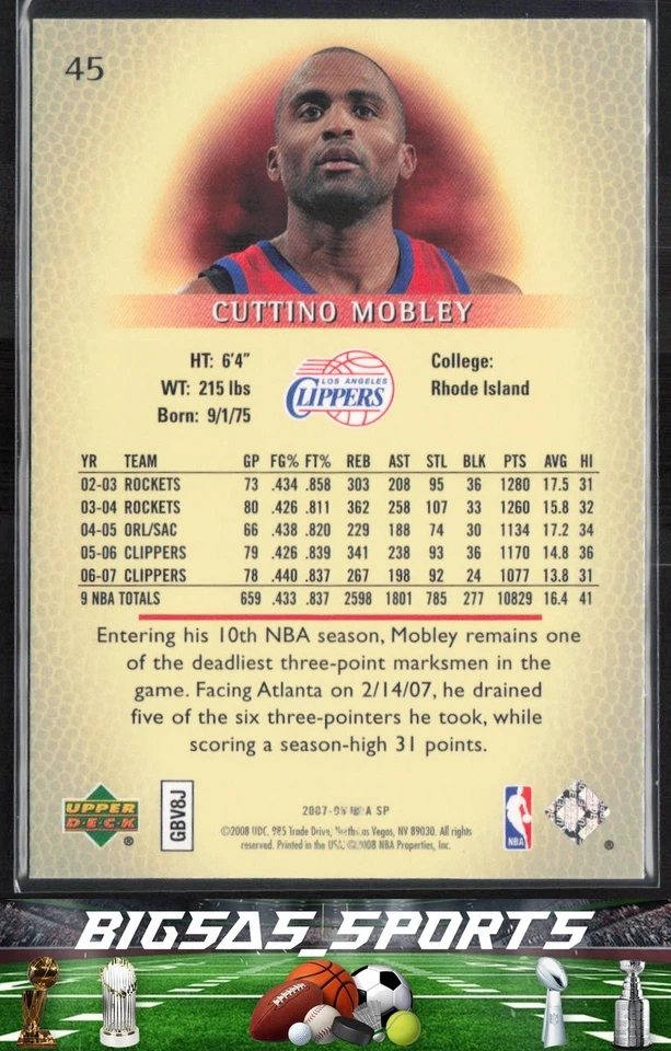 Cuttino Mobley 2007-08 SP Authentic Retail #45 Los Angeles Clippers - Image 2 of 2