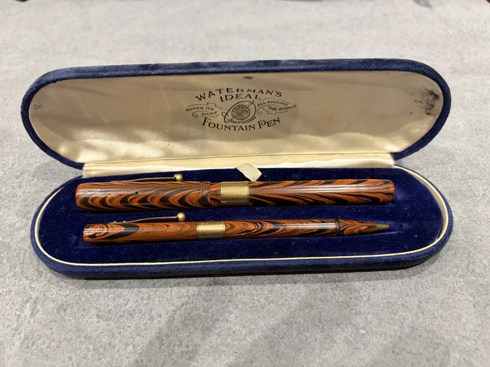 Waterman Pen Set 12 Antique 1915-1917 Gold Self Filler Unrestored +Original Case - Image 2 of 4