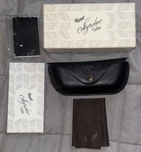 PERSOL EYEGLASSES SUNGLASSES LEATHER BLACK HARD CASE BOX Authentic