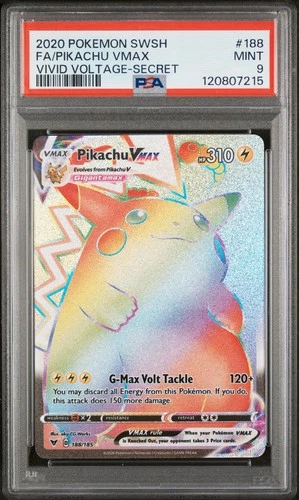 Pokemon Pikachu Vmax 188/185 Vivid Voltage SWSH PSA 9 2020 Secret Rare Rainbow