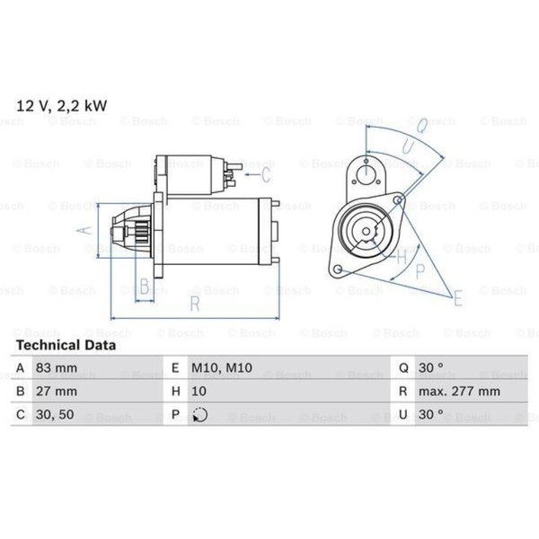 Bosch Anlasser Starter 2.2Kw FüR Mercedes-Benz G-Klasse Cabrio G-Modell-image