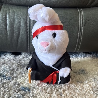 Gemmy Kung-Fu Fighting Bunny Rabbit Animated Ninja Black Robe 11  Plush Works