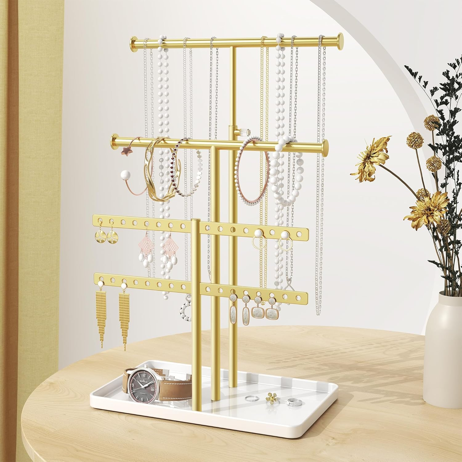 Jewelry Holder Organizer Necklace Display: Metal Aesthetic Room Decor Tree St...