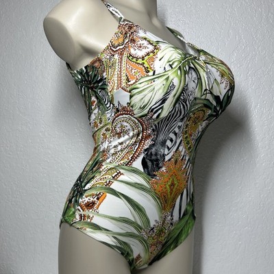 Lise Charmel Size 10E Floral Zebra One Piece Wired Tropical
