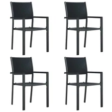  Garden Chair Set of 4 Black Plastic, Steel Standard Lightweight