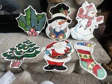 90s Vintage Christmas Wall Paper decoration Die Cuts Lot Of 6