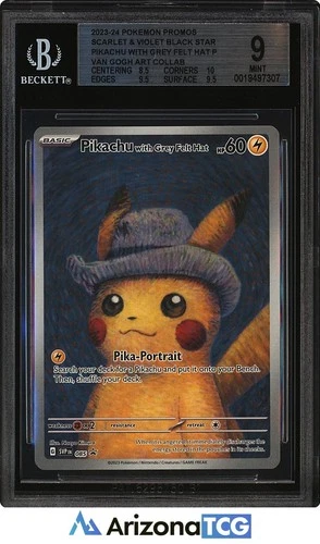 Pokemon 2023 Pikachu with Grey Felt Hat 085 Van Gogh Art Collab Promo BGS 9