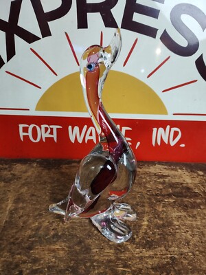 Barbini Murano Art Glass Cranberry Decorative Vtg Duck Bird Figurine