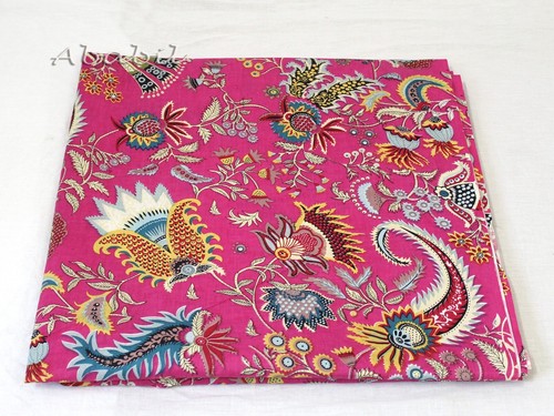 5 YD Indian Cotton Running Fabric Pink Multi Floral Printed Dressmaking Fabric - Picture 2 of 11