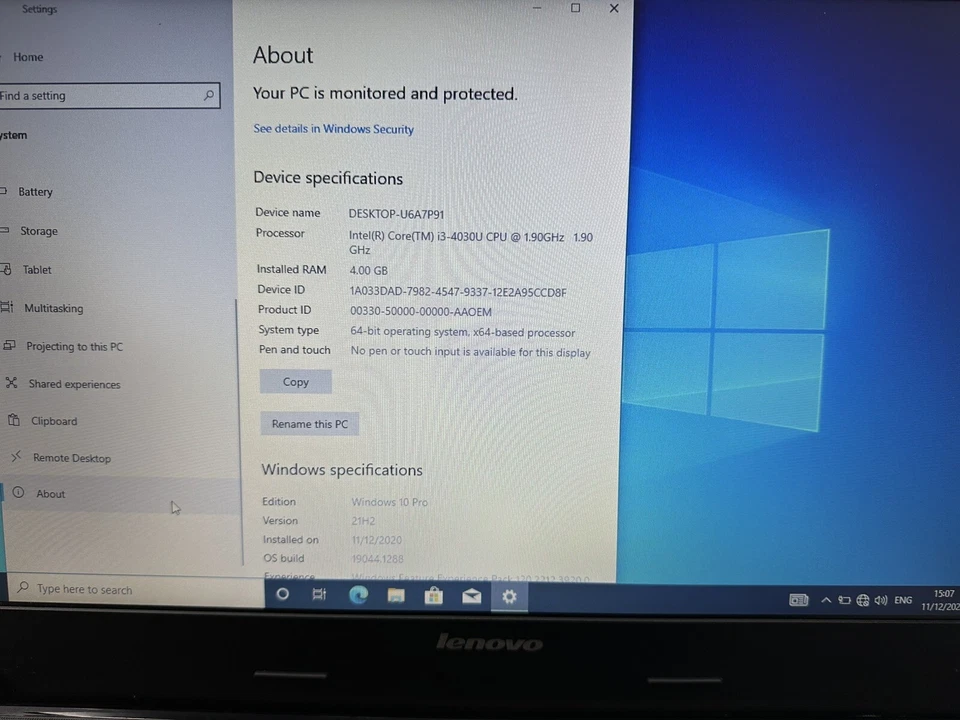 Lenovo Laptop B50-70 i3 Intel Core 4030U 4GB Ram 256GB SSD Housing Damage READ - Image 2 of 4