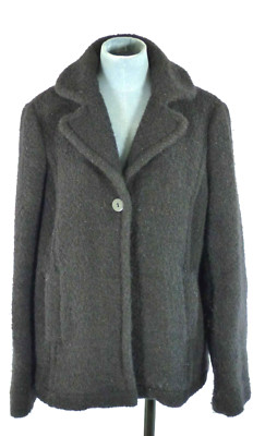 Simona Barbieri Mantel Jacke Twin Set Teddybär schwarz warm Winter Wolle Gr. M